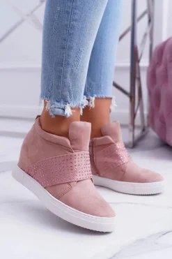 Clearance Boto Sneakersy Damskie Różowe Lu Boo Cekiny PinkSugar