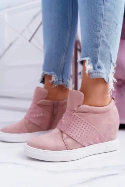 Clearance Boto Sneakersy Damskie Różowe Lu Boo Cekiny PinkSugar