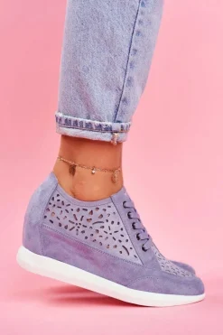 Sneakersy Damskie>Buty Sergio Leone Sneakersy Damskie Sergio Leone Ażurowe Niebieskie PB122