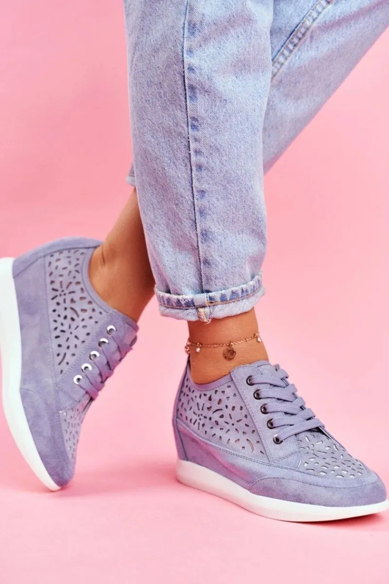 Sneakersy Damskie>Buty Sergio Leone Sneakersy Damskie Sergio Leone Ażurowe Niebieskie PB122