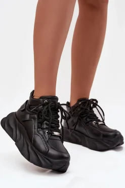 Discount GOE Sneakersy Damskie Skóra Naturalna SS2N4036 Czarne Czarny