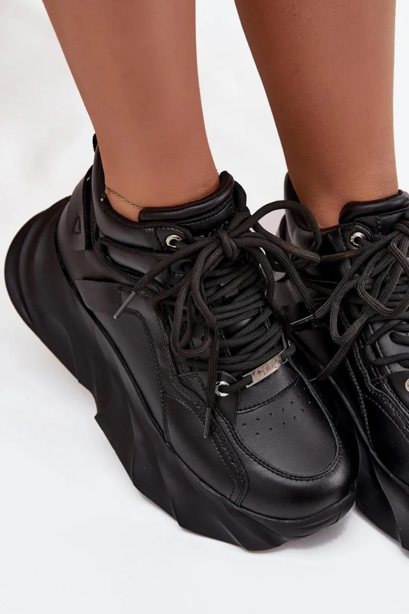 Discount GOE Sneakersy Damskie Skóra Naturalna SS2N4036 Czarne Czarny