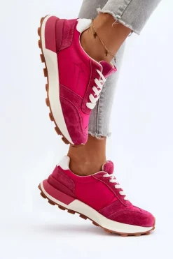 Big Star Shoes Sneakersy Damskie Skórzane Big Star NN274961 Fuksja