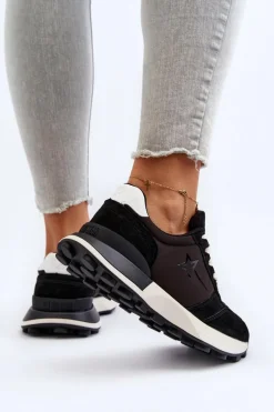 Clearance Sneakersy Damskie Skórzane Big Star NN274963 Czarne Damskie Buty Sportowe Big Star|Sneakersy Damskie