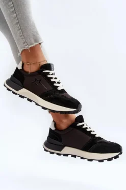 Clearance Sneakersy Damskie Skórzane Big Star NN274963 Czarne Damskie Buty Sportowe Big Star|Sneakersy Damskie