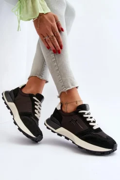 Clearance Sneakersy Damskie Skórzane Big Star NN274963 Czarne Damskie Buty Sportowe Big Star|Sneakersy Damskie