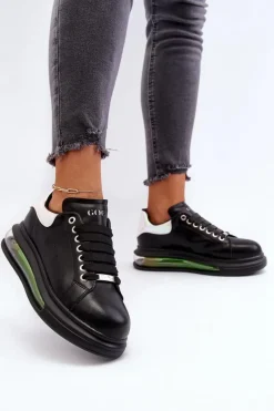 Discount GOE Sneakersy Damskie Skórzane NN2N4030 Czarne Czarny