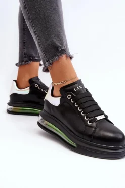 Discount GOE Sneakersy Damskie Skórzane NN2N4030 Czarne Czarny