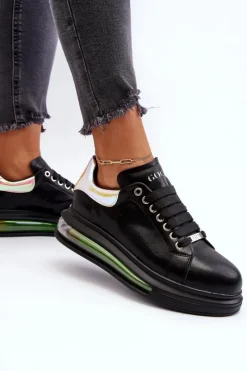 Discount GOE Sneakersy Damskie Skórzane NN2N4030 Czarne Czarny