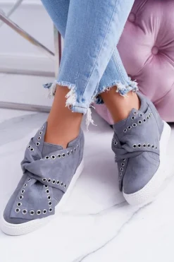 Sneakersy Damskie></noscript>Boto Sneakersy damskie Szare Koturny LU BOO Margo