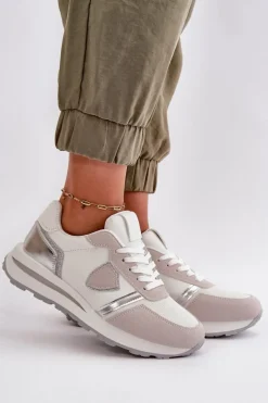 Sale Sneakersy Damskie Z Brokatem Białe Velaniela Damskie Sneakersy Damskie