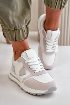 Sale Sneakersy Damskie Z Brokatem Białe Velaniela Damskie Sneakersy Damskie