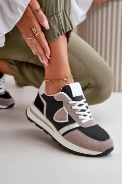 Online Sneakersy Damskie Z Brokatem Czarne Velaniela Damskie Sneakersy Damskie