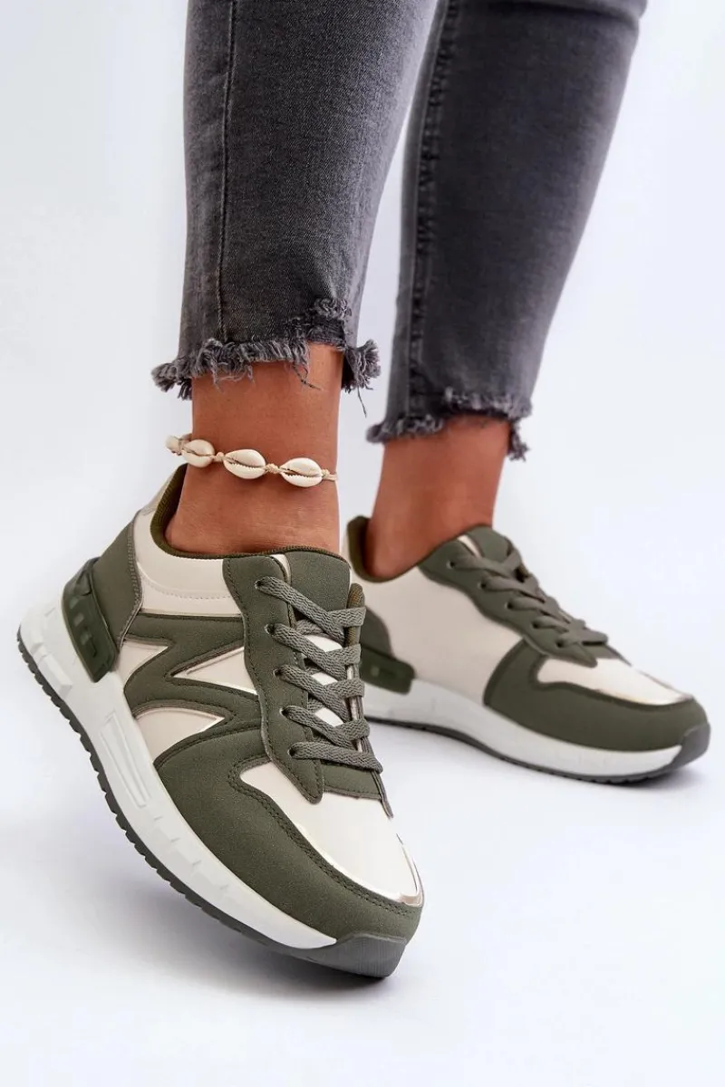 Sneakersy Damskie Z Eko Skóry Zielone Kaimans Damskie Sneakersy Damskie