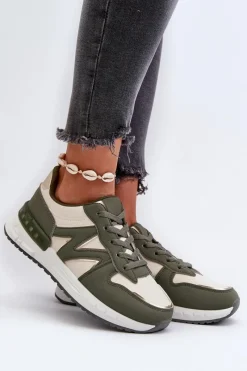 Sneakersy Damskie Z Eko Skóry Zielone Kaimans Damskie Sneakersy Damskie