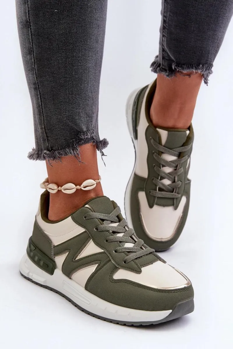 Sneakersy Damskie Z Eko Skóry Zielone Kaimans Damskie Sneakersy Damskie