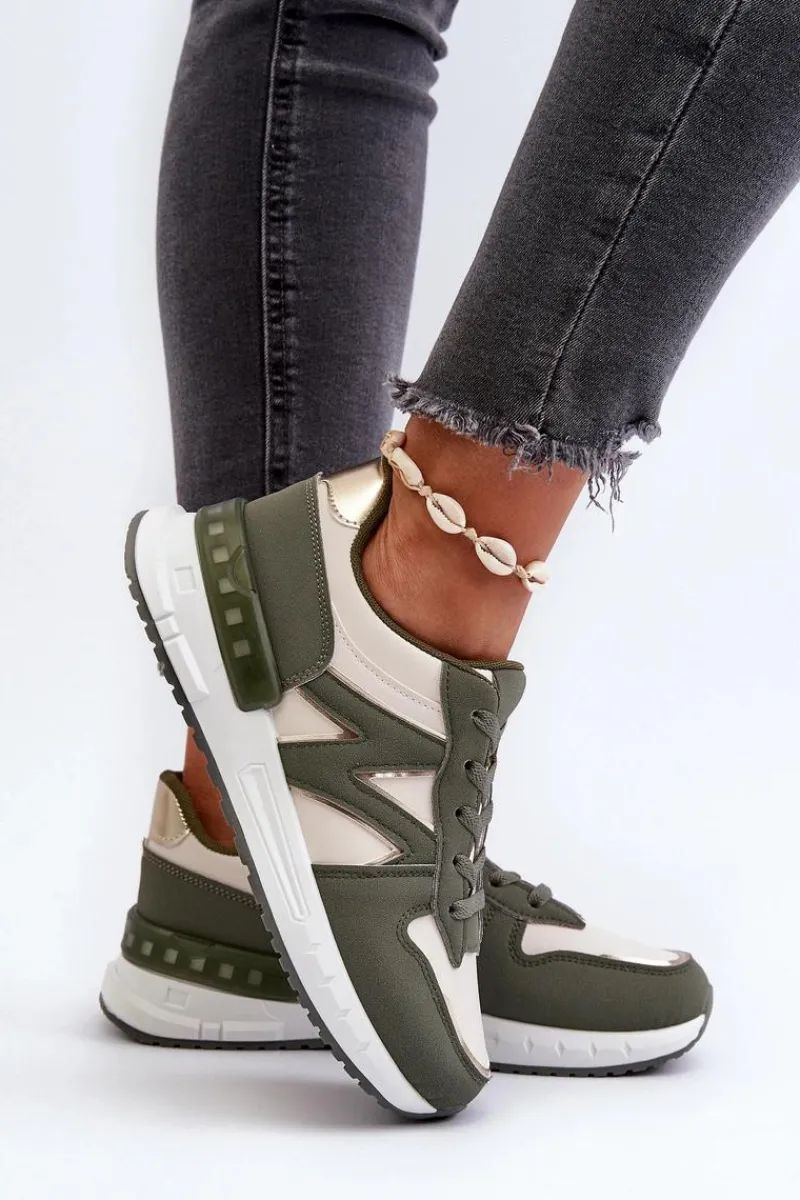 Sneakersy Damskie Z Eko Skóry Zielone Kaimans Damskie Sneakersy Damskie