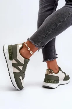 Sneakersy Damskie Z Eko Skóry Zielone Kaimans Damskie Sneakersy Damskie