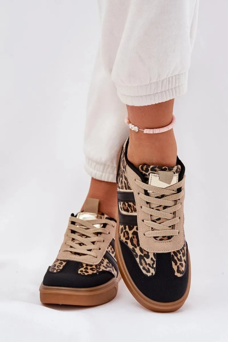 Buty Sportowe Na Platformie|Sneakersy Damskie>Boto Sneakersy Damskie Z Eko Skóry Panterka Czarne Satylies