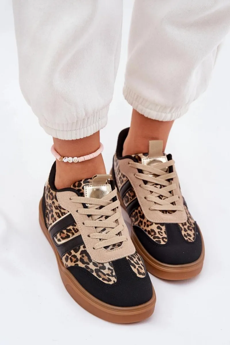 Buty Sportowe Na Platformie|Sneakersy Damskie>Boto Sneakersy Damskie Z Eko Skóry Panterka Czarne Satylies