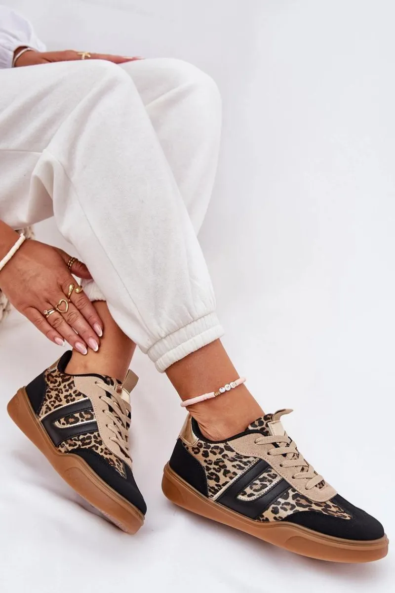 Buty Sportowe Na Platformie|Sneakersy Damskie>Boto Sneakersy Damskie Z Eko Skóry Panterka Czarne Satylies