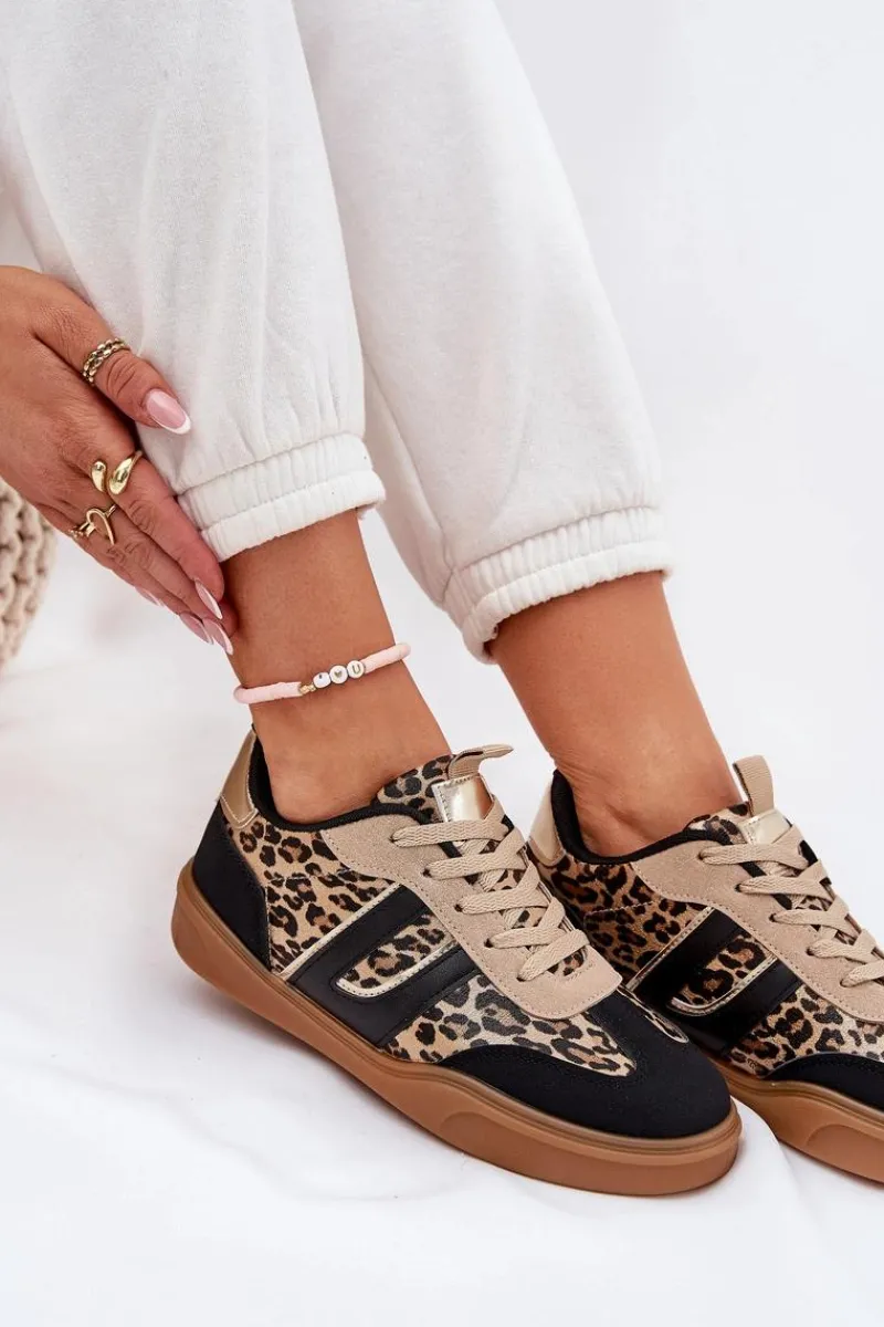 Buty Sportowe Na Platformie|Sneakersy Damskie>Boto Sneakersy Damskie Z Eko Skóry Panterka Czarne Satylies