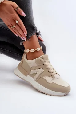 Sale Boto Sneakersy Damskie Z Eko Skóry Beżowe Vinelli Beżowy