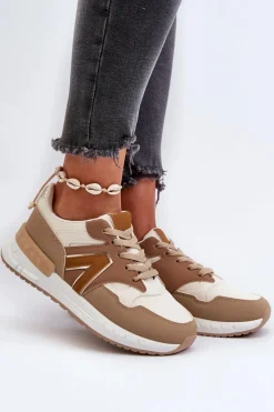 Clearance Sneakersy Damskie Z Eko Skóry Brązowe Vinelli Damskie Sneakersy Damskie