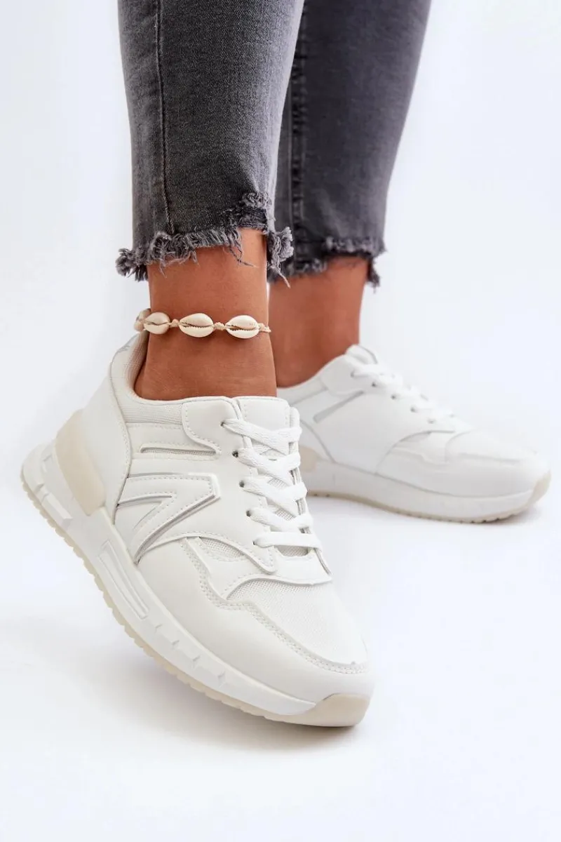 Sneakersy Damskie>Boto Sneakersy Damskie Z Eko Skóry Białe Vinelli Biały