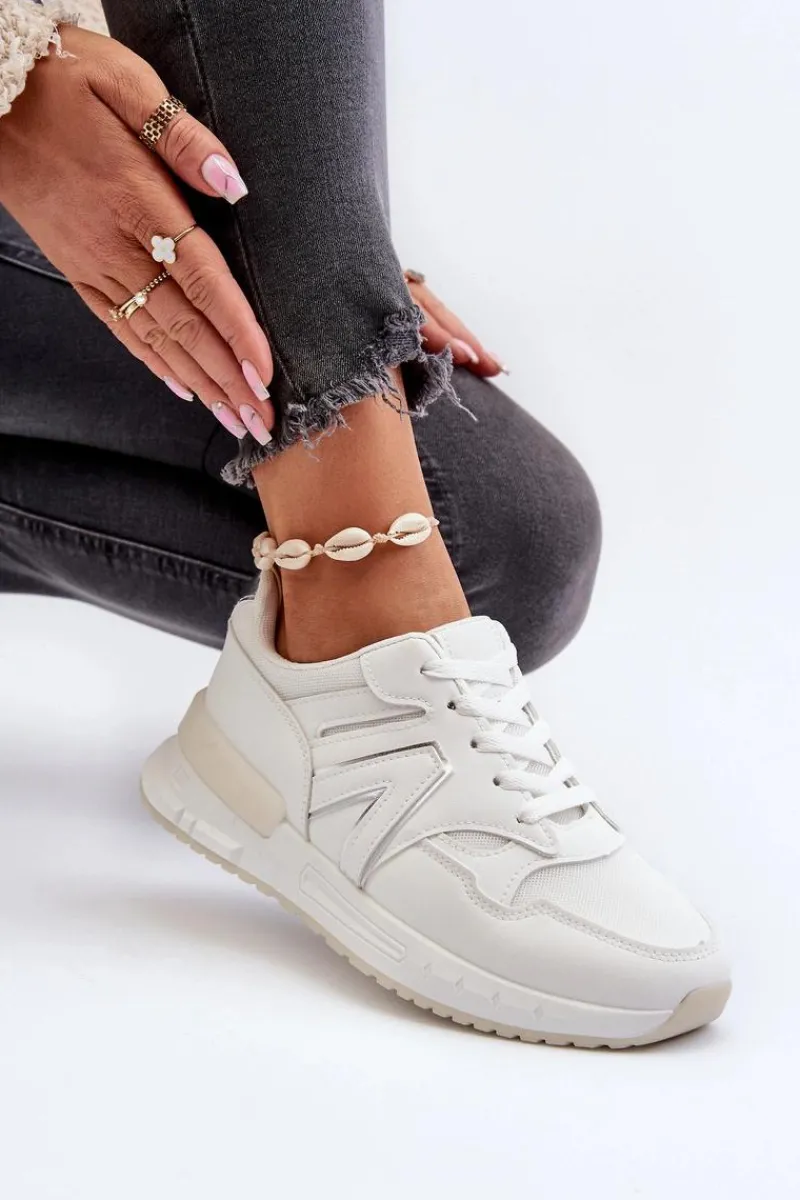 Sneakersy Damskie>Boto Sneakersy Damskie Z Eko Skóry Białe Vinelli Biały