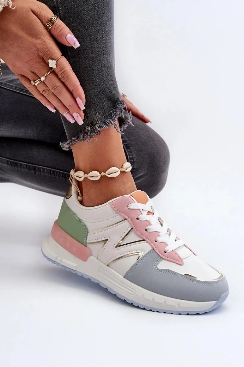 Sneakersy Damskie>Boto Sneakersy Damskie Z Eko Skóry Multikolor Kaimans Wielokolorowy