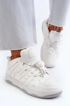 Outlet Sneakersy Damskie Z Eko Skóry Białe Berilla Damskie Sneakersy Damskie