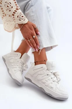 Outlet Sneakersy Damskie Z Eko Skóry Białe Berilla Damskie Sneakersy Damskie