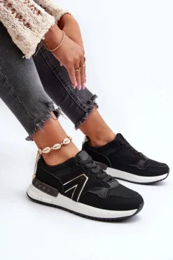 Sneakersy Damskie>Boto Sneakersy Damskie Z Eko Skóry Czarne Vinelli