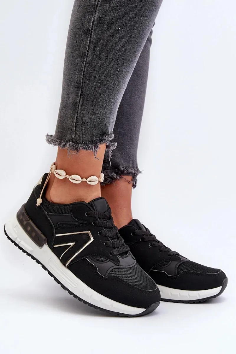 Sneakersy Damskie>Boto Sneakersy Damskie Z Eko Skóry Czarne Vinelli