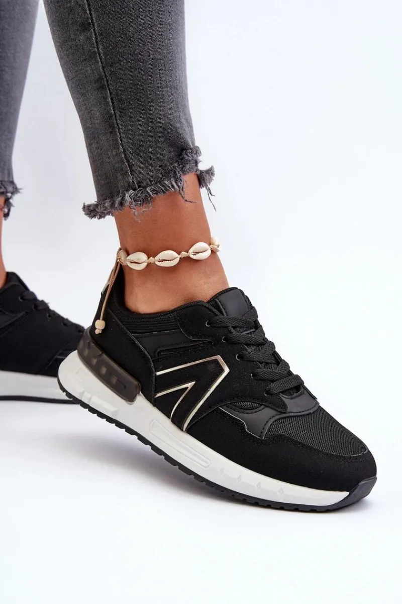 Sneakersy Damskie>Boto Sneakersy Damskie Z Eko Skóry Czarne Vinelli