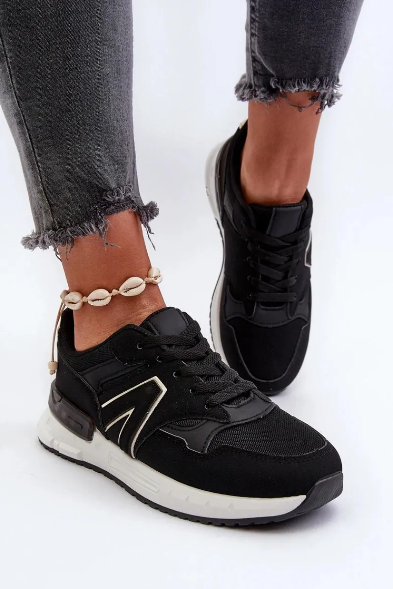 Sneakersy Damskie>Boto Sneakersy Damskie Z Eko Skóry Czarne Vinelli