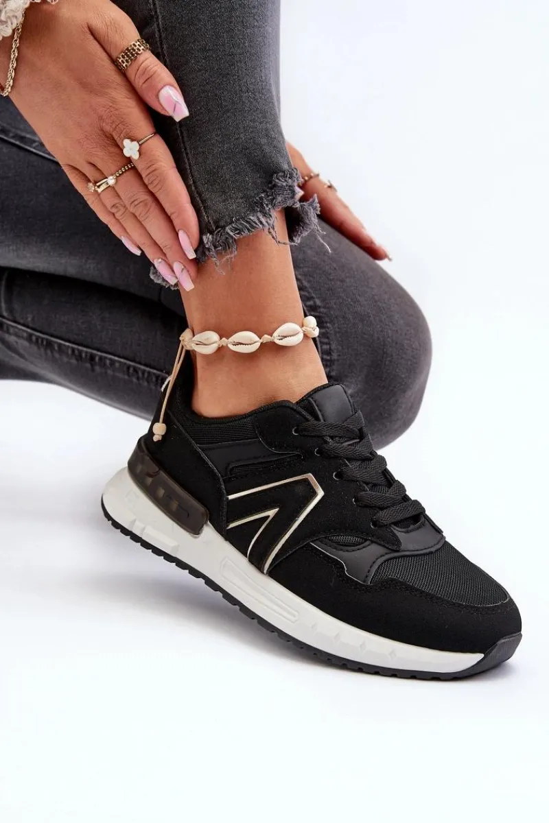 Sneakersy Damskie>Boto Sneakersy Damskie Z Eko Skóry Czarne Vinelli