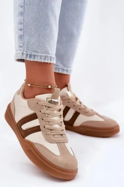 Online Boto Sneakersy Damskie Z Eko Zamszu Beżowe Satylies