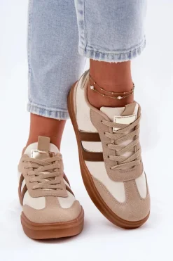 Online Boto Sneakersy Damskie Z Eko Zamszu Beżowe Satylies