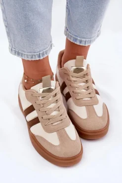 Online Boto Sneakersy Damskie Z Eko Zamszu Beżowe Satylies