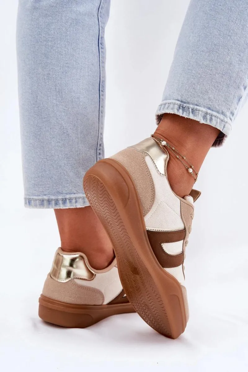 Online Boto Sneakersy Damskie Z Eko Zamszu Beżowe Satylies