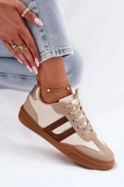 Online Boto Sneakersy Damskie Z Eko Zamszu Beżowe Satylies