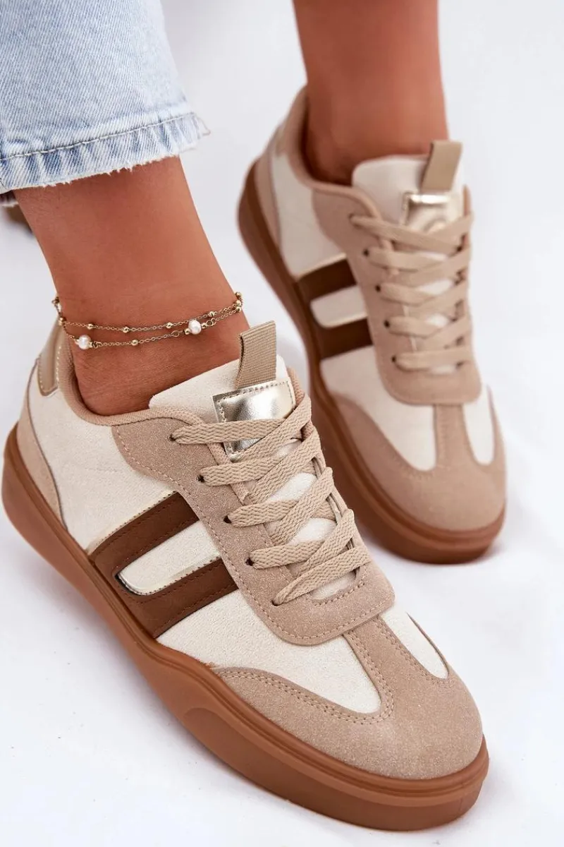 Online Boto Sneakersy Damskie Z Eko Zamszu Beżowe Satylies