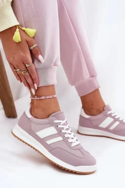 Sneakersy Damskie>Boto Sneakersy Damskie Z Eko Zamszu Fioletowe Marinils Fioletowy