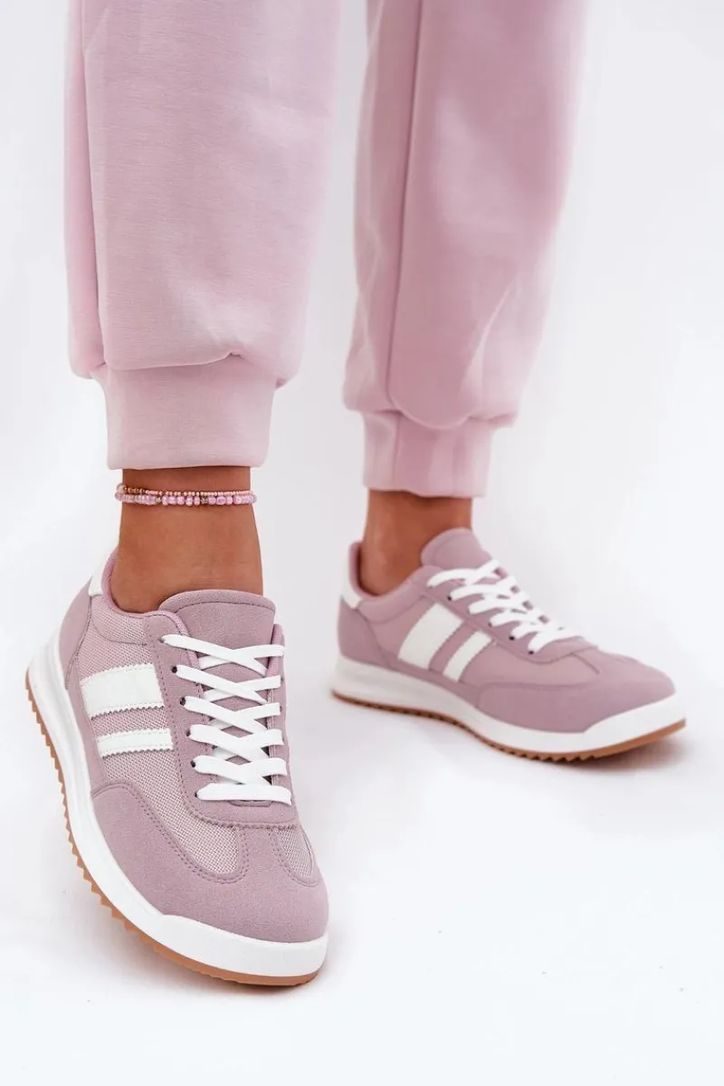 Sneakersy Damskie>Boto Sneakersy Damskie Z Eko Zamszu Fioletowe Marinils Fioletowy