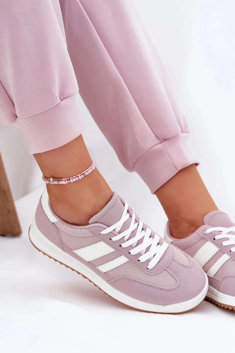 Sneakersy Damskie>Boto Sneakersy Damskie Z Eko Zamszu Fioletowe Marinils Fioletowy