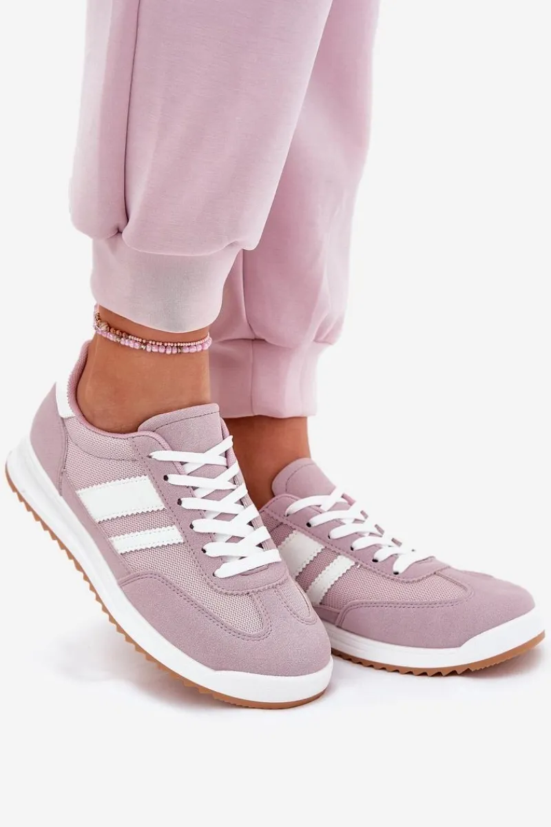 Sneakersy Damskie>Boto Sneakersy Damskie Z Eko Zamszu Fioletowe Marinils Fioletowy