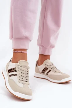 Online Sneakersy Damskie Z Eko Zamszu Panterka Beżowe Marinils Damskie Sneakersy Damskie