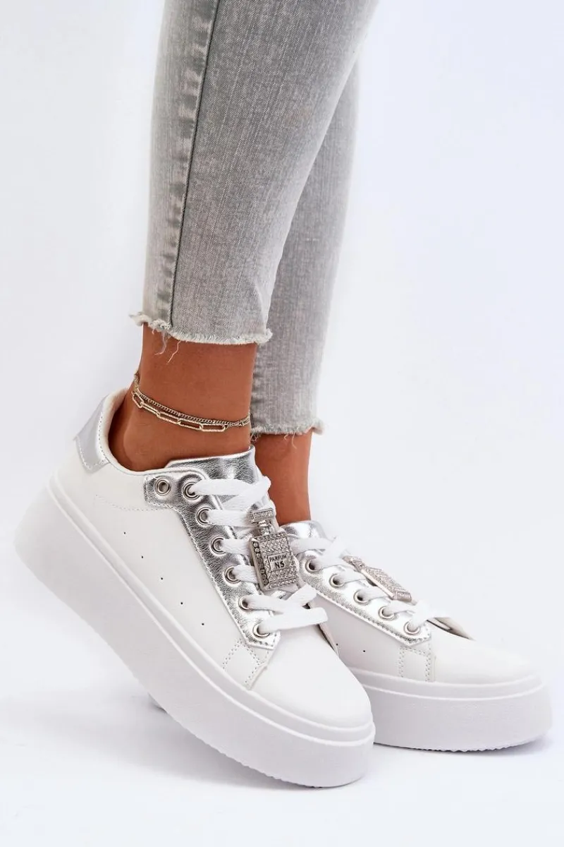 Boto Sneakersy Damskie Z Ozdobą Białe Celedria Biały